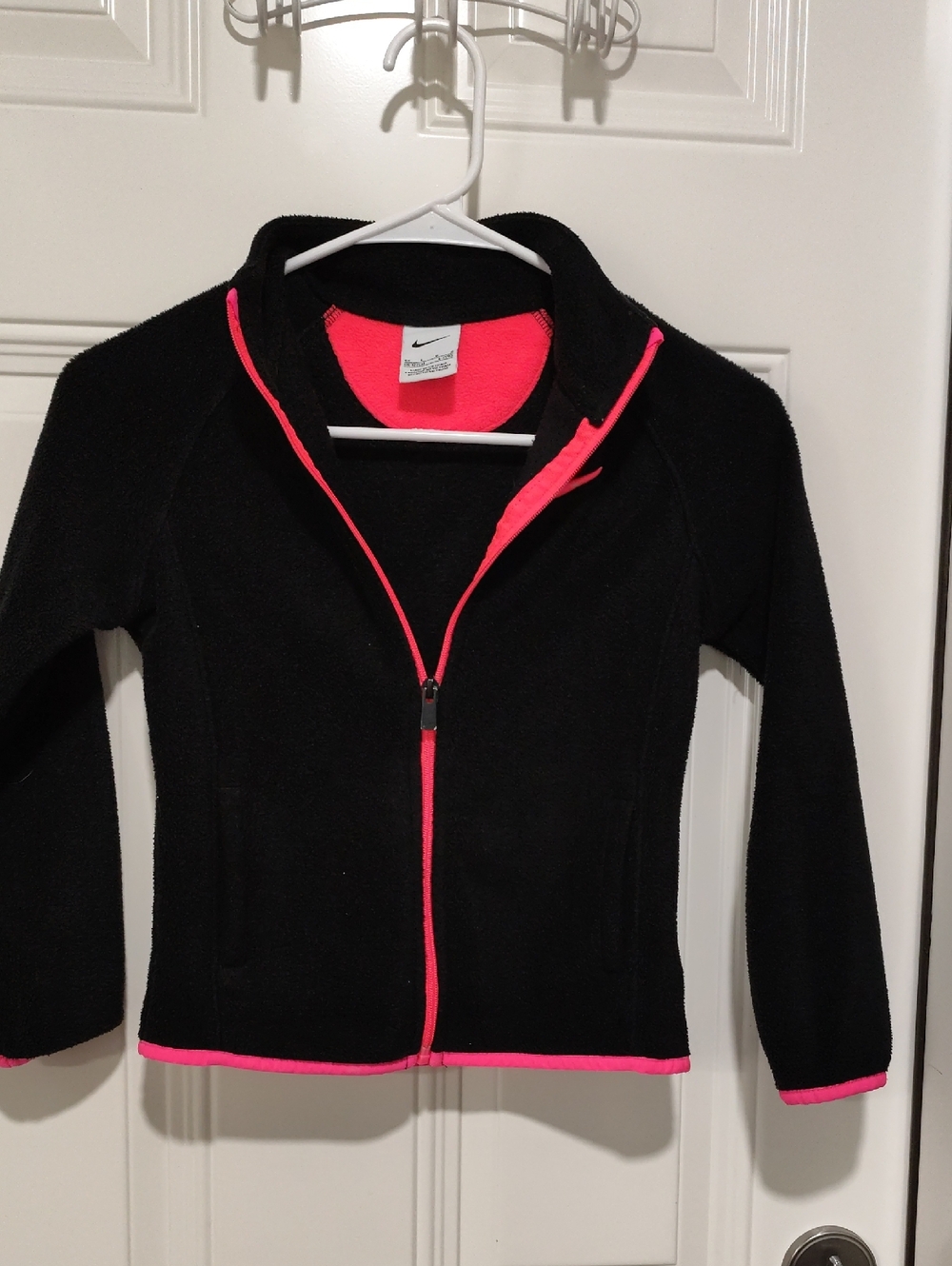 Nike Black Fleece Jacket with Neon Pink Trim